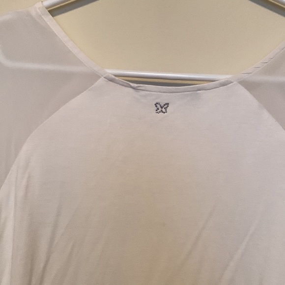 Weekend Max Mara size 12 ivory distressed fabric short cuffed sleeves - Picture 3 of 5